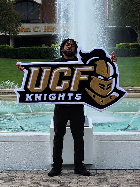 Large custom logo rug created for a school or team brand